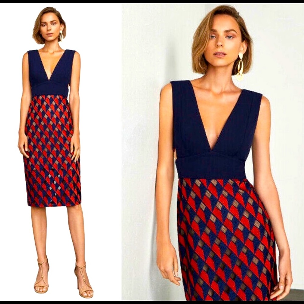 BCBGMax Azria Women's Rosalina Woven V-Neck Dress